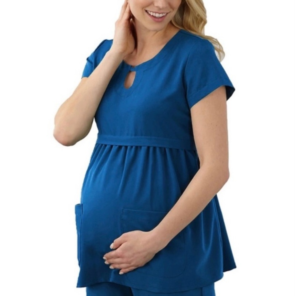 Jockey Empire Waist Short Sleeve Maternity Scrub Top Plus Size